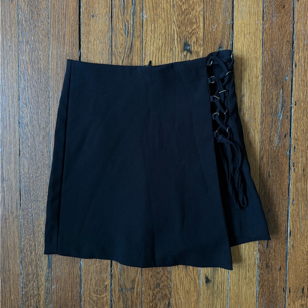 Stradivarius Black Lace-Up Mini Skirt